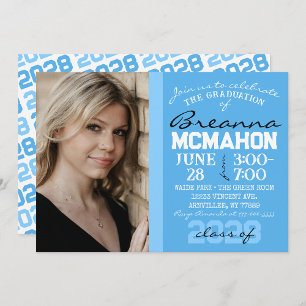 Bébé Bleu & Blanc Graduation Photo Invitation