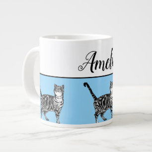 Bébé Bleu Blanc Tabby chat Chats Whimsical Art Mug