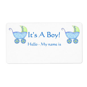 Bébé bleu Buggy C'est un garçon Douche Nom Balise