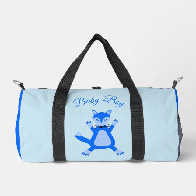 Bébé Bleu Cute Garçon Fox Custom Sac de couche per (Recto)