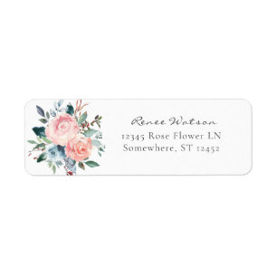 Bébé bleu et rose rose florale Adresse de retour