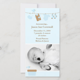 Bébé bleu Faire-part de naissance de blanchisserie