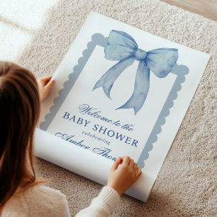 Bébé bleu garçon douche Affiche de bienvenue