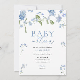 Bébé bleu garçon en fleur Baby shower Invitation