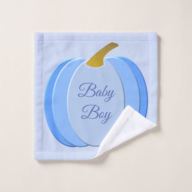 Bébé Bleu mignon Citrouille Personnalisé (Gant de toilette)