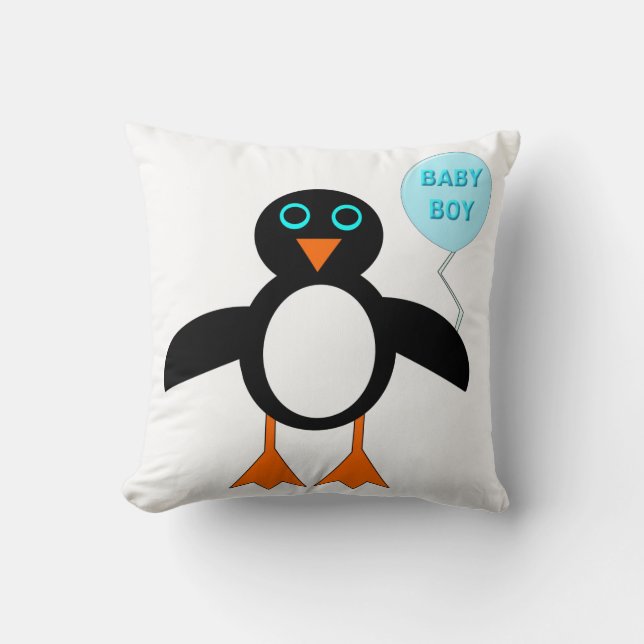 Bébé bleu mignon garçon Coussin de pingouin (Recto)