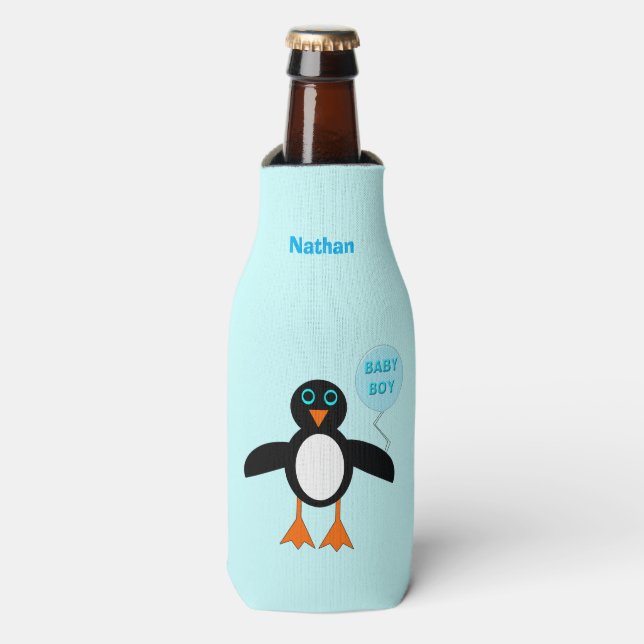 Bébé bleu mignon Glacière de bouteille de pingouin (Bottle Devant)