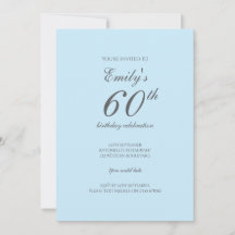Bébé bleu minimaliste 60e anniversaire Invitation