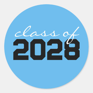 Bébé Bleu Noir Graduation Classic Stickers Rond