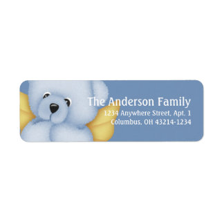 Bébé Bleu & Or Teddy Ours Angel 2 Étiquette de adr