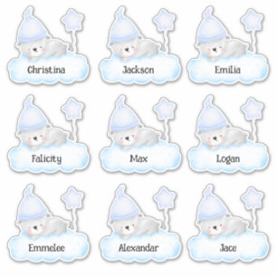 Bébé bleu Ours personnalisé Stickers de nom multip