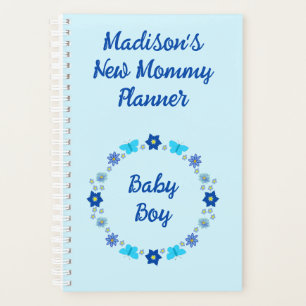 Bébé bleu Papillons et fleurs personnalisés