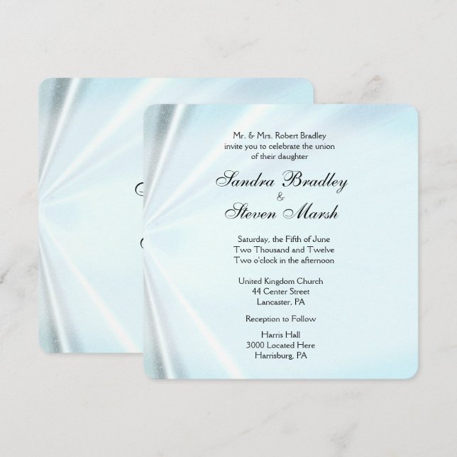 Bébé Bleu Satin Mariage Invitations (Devant / Derrière)