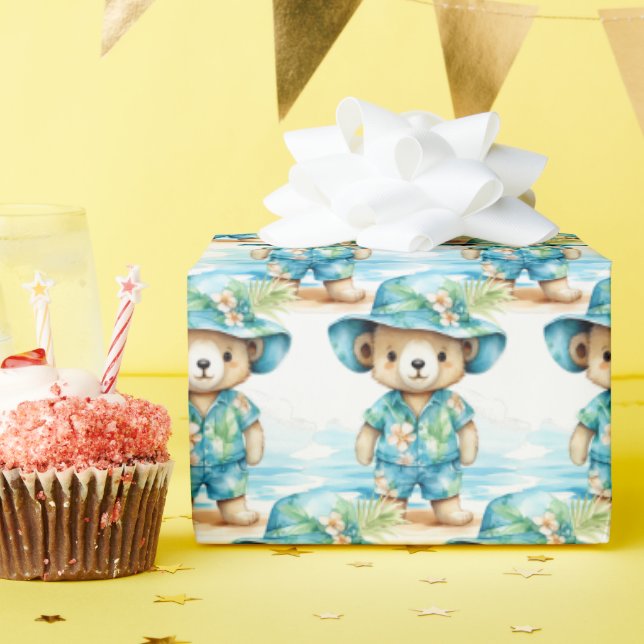 Bébé bleu Teddy Bear Papier cadeau enveloppant (Fête d'anniversaire)