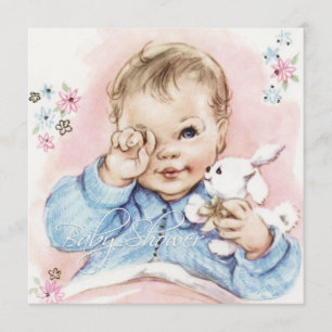 Bébé Bleu Vintage Baby Boy Shower Invitation
