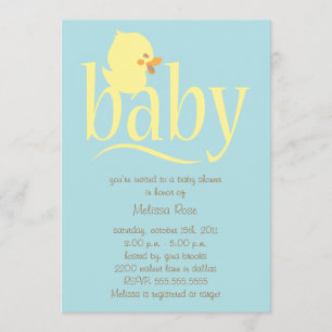 Bébé Blue Duckling Baby Shower Invitations