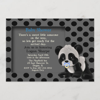 Bébé Boy Panda Bear Baby shower Invitation
