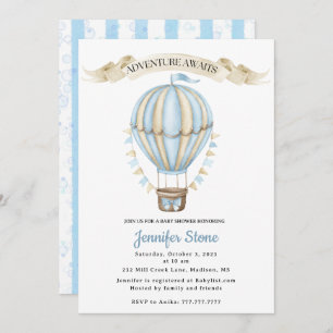 Bébé Boy Shower Invitation - Hot Air Balloon