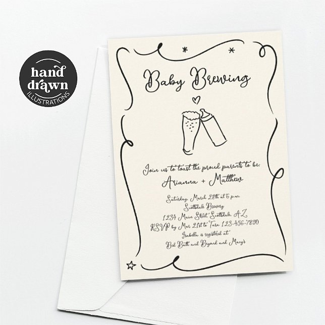 Bébé Brassage Bière Couple Douche Invitation (Créateur téléchargé)