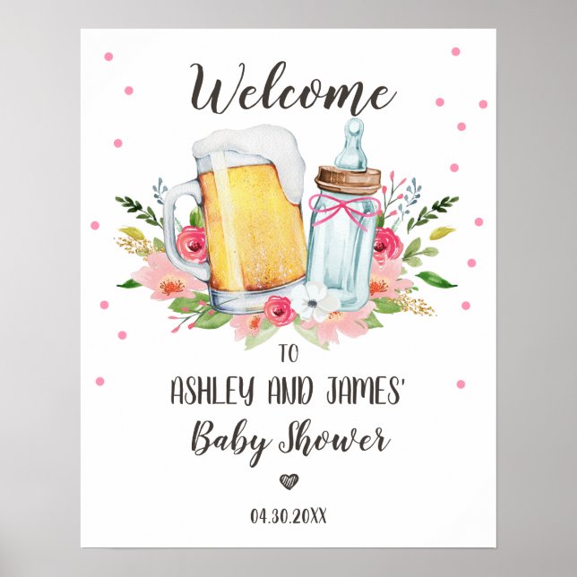 Bébé brasse Baby shower fille Affiche de bienvenue (Devant)