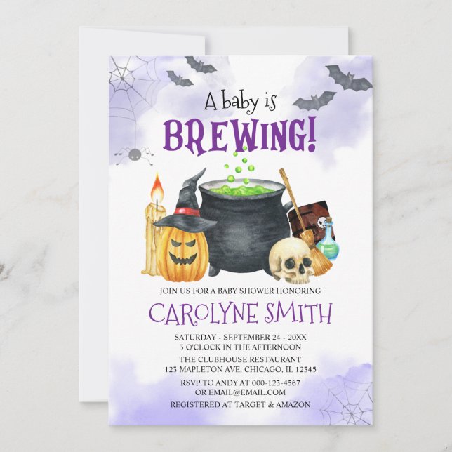 Bébé brasse Halloween Baby shower Invitation (Devant)