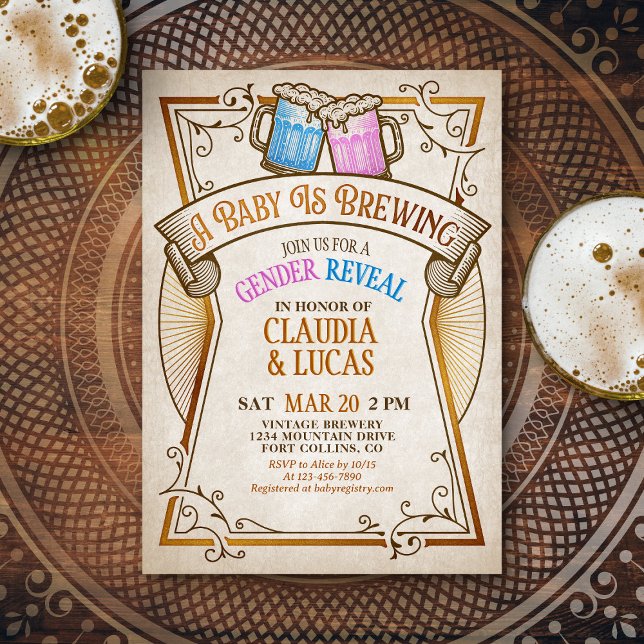 Bébé brasser Genre Révéler Invitation (Créateur téléchargé)