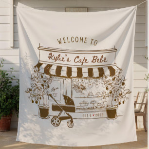 Bebe Cafe Baby Shower Welcome Sign, Coffee Theme Tapestry