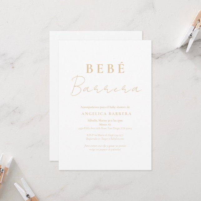 Bebe Cafe Invitación Simple Baby Shower Invitation (Front/Back In Situ)