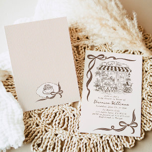 Bebe Cafe Parisian Theme Bow Coffee Baby Shower Invitation