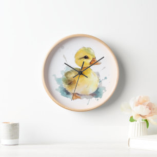 Bébé Canard Aquarelle Horloge murale