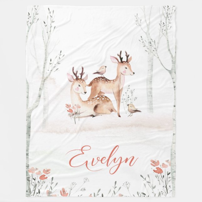 Bébé cerf couverture en bois | Ceinture 60x80 (Devant)