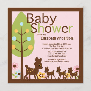 Bébé Cerf Triplé Invitation Baby shower multiple