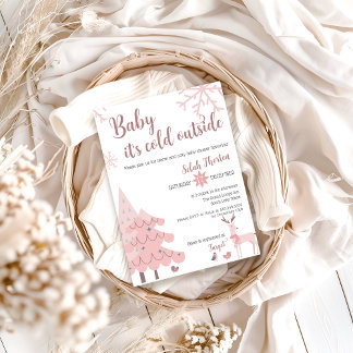 Bébé C'est froid dehors Baby shower Invitation ros