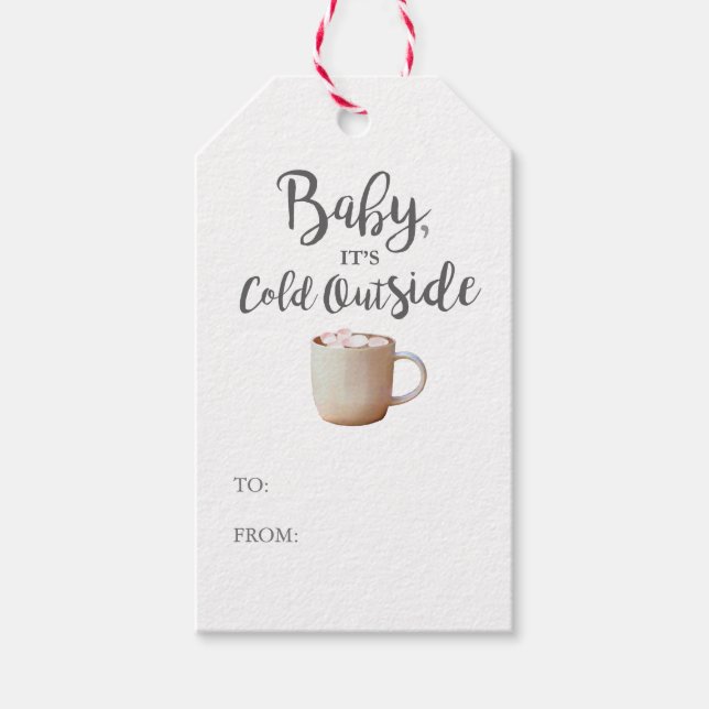 Bébé C'est froid dehors Chaud cacao rose étiquette (Devant)