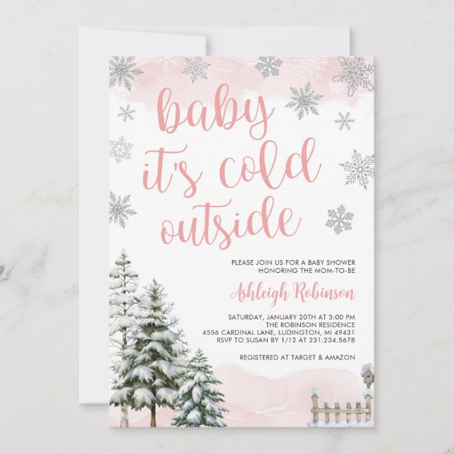 Bébé c'est froid dehors Invitation Baby shower fil (Devant)