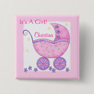 Bébé "C'Est Une Fille" Nom Badge Personnalisé Pin