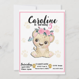 Bébé Cheetah Invitation fête d'anniversaire