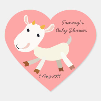 Bébé chèvre mignonne Sticker Baby shower coeur enf
