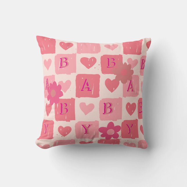 Bébé coeur rose Lève oreiller (Recto)