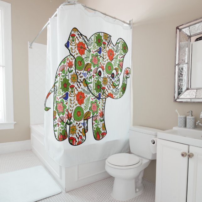 Bébé coloré Eléphant Douche rideau (En situation)