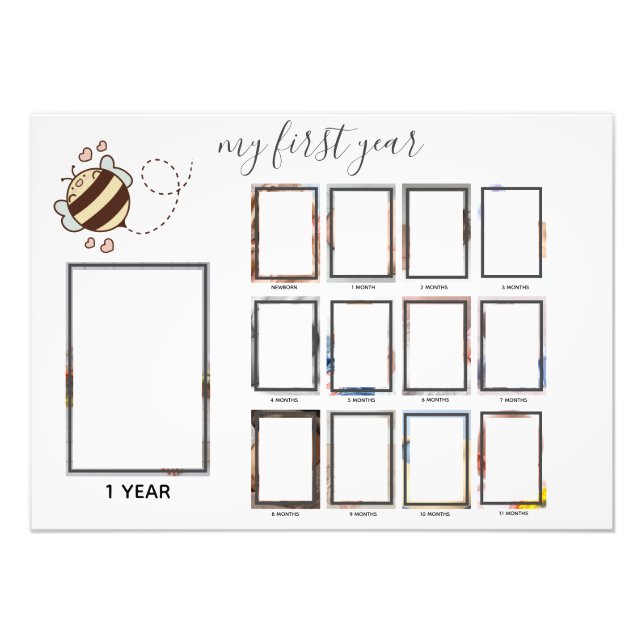 Bébé d'abeille mignonne Ma première année Photo Dé (Devant)