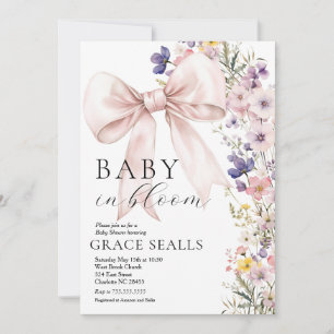 bébé dans Bloom bow Baby shower Invitation