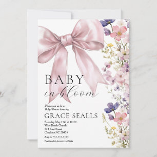 bébé dans Bloom bow Baby shower Invitation