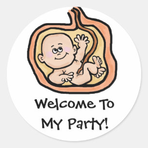 Bébé dans des autocollants de baby shower d'utérus