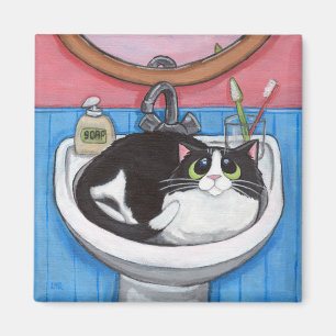 Bébé dans l'évier - aimant de chat