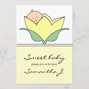 Bébé dans une tulipe jaune Baby shower Invitation