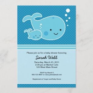Bébé de baleine et invitation de maman