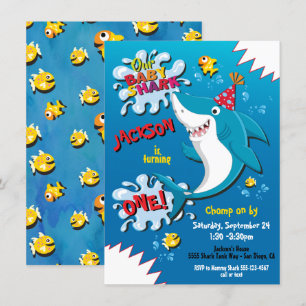 Bébé de requin Invitation de fête d'anniversaire
