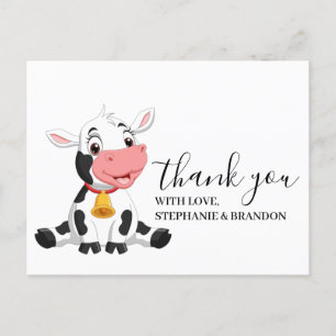 Bébé de vache mignonne Carte de remerciements