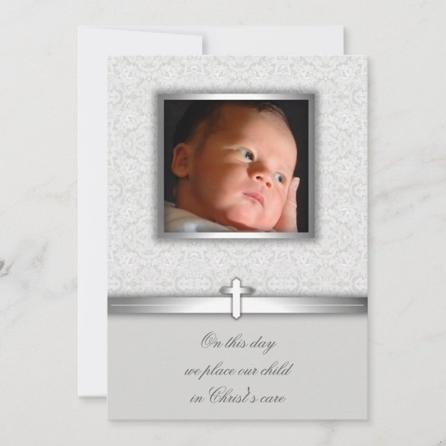 Bébé Dentelle Baptême ou Invitations Christening (Devant)